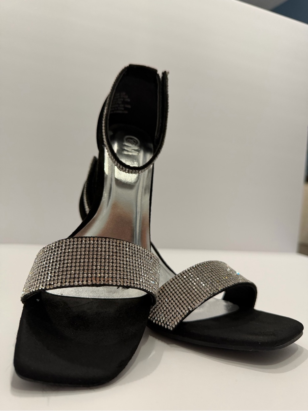 Black Rhinestone Ankle-Strap Heels - Picture 4 of 9